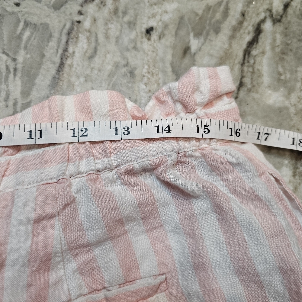 Cynthia Rowley Pink White Striped Linen Blend Shorts Drawstring Casual Large - Picture 8 of 9